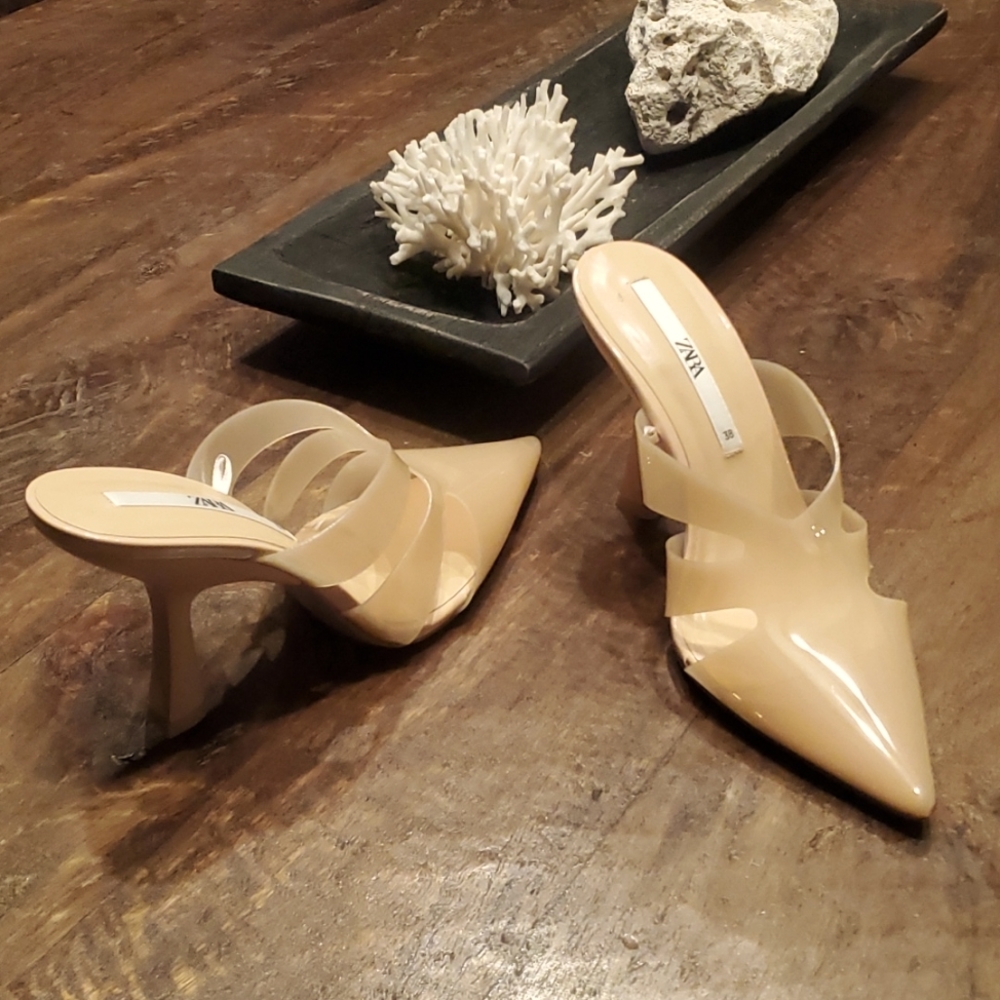 Brand new unworn Zara nude mules/heels 38